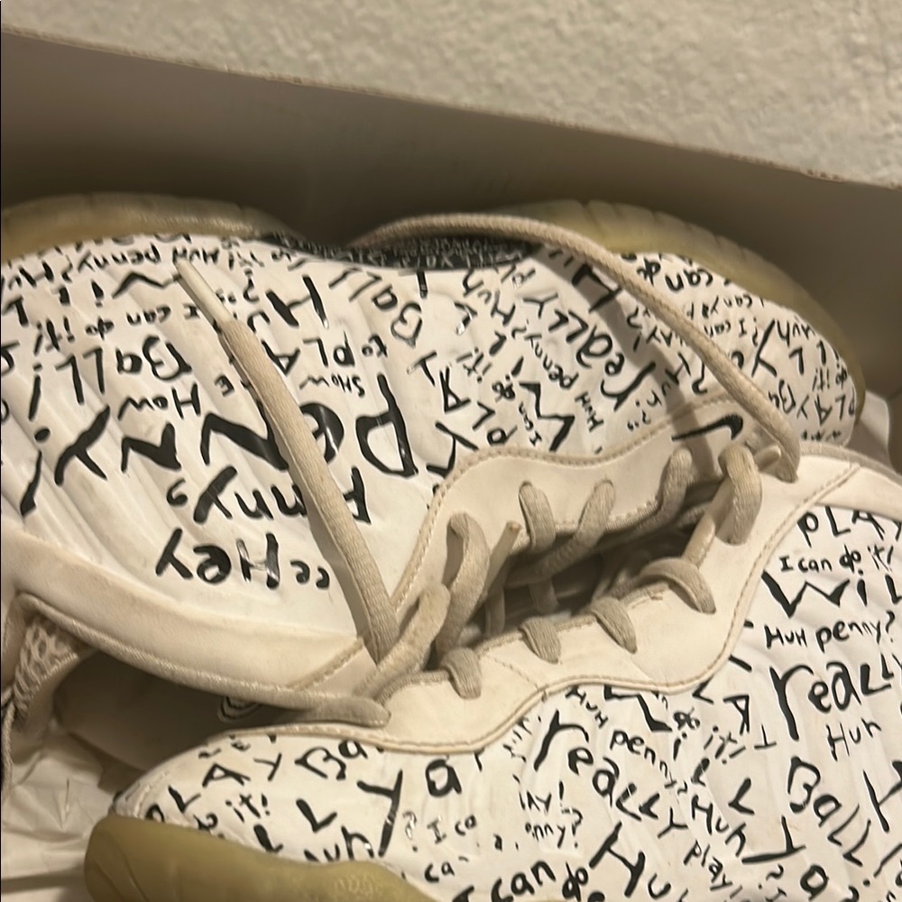 White and Black Graphic Sneakers